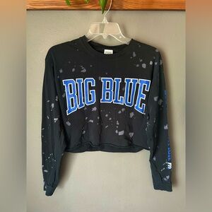 Victoria’s Secret PINK UK Kentucky Wildcats Crop Top Shirt Tee Ripped Big Blue